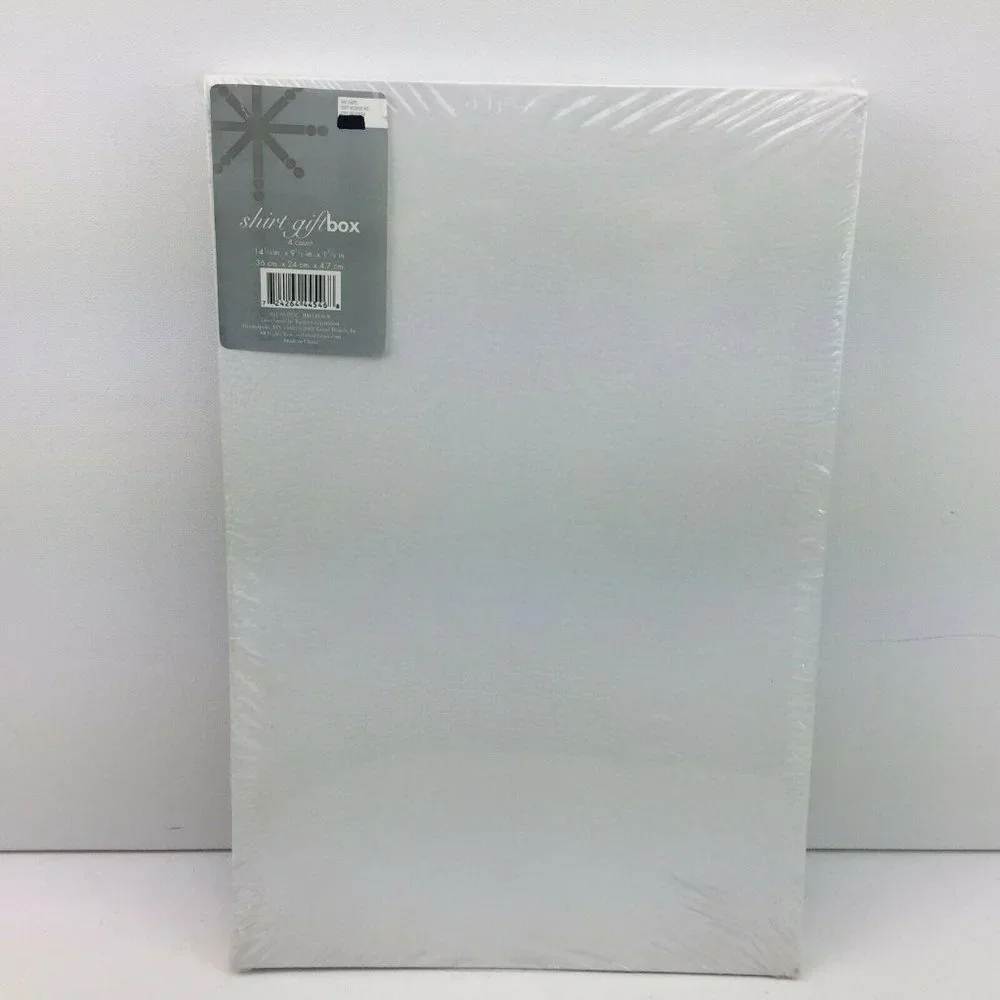 Shirt Gift Box White Textured 4 Count Present Wrapping Giving 14.25x9.5x1 7/8